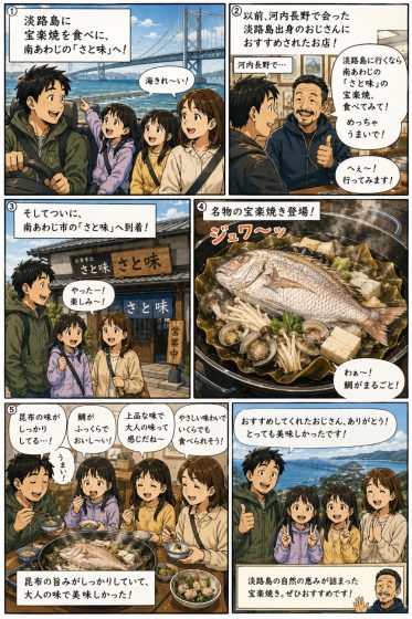 淡路島の宝楽焼を食べに